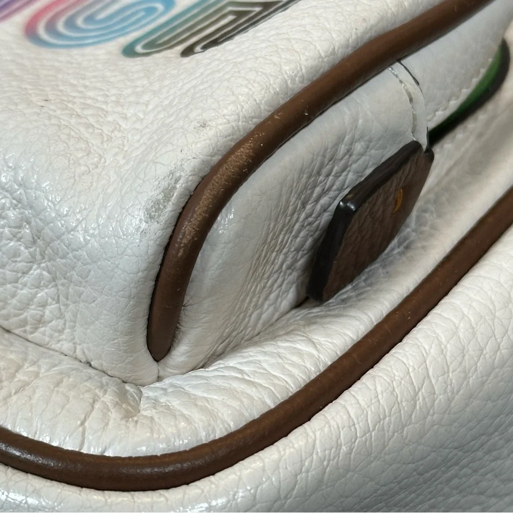 COACH Mini Court Pebbled Leather Backpack White With Rainbow Coach PRIDE Logo - Picture 10 of 16